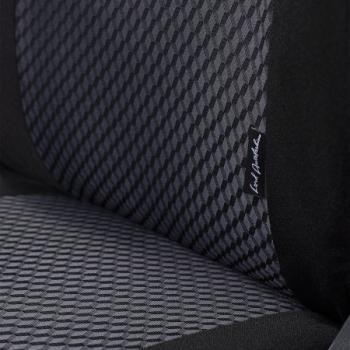 2 499 р. Комплект чехлов для сидений (РЗС 60/40 2Г жаккард) СТАНДАРТ Lord Autofashion  KIA Rio  3 QB (2011-2017) дорестайлинг седан, рестайлинг седан (черный, вставка РОМБ 3D белая, строчка черная)  с доставкой в г. Майкоп. Увеличить фотографию 13