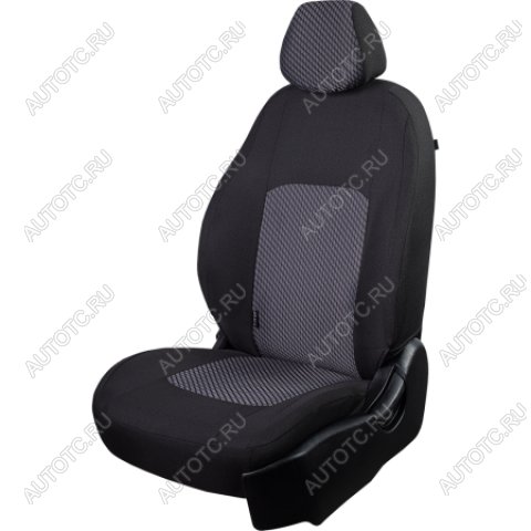 2 499 р. Комплект чехлов для сидений (РЗС 60/40 2Г жаккард) СТАНДАРТ Lord Autofashion  KIA Rio  3 QB (2011-2017) дорестайлинг седан, рестайлинг седан (черный, вставка РОМБ 3D белая, строчка черная)  с доставкой в г. Майкоп