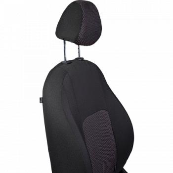 2 499 р. Комплект чехлов для сидений (РЗС 60/40 2Г жаккард) СТАНДАРТ Lord Autofashion  KIA Rio  3 QB (2011-2017) дорестайлинг седан, рестайлинг седан (черный, вставка Сеул красный, строчка черная)  с доставкой в г. Майкоп. Увеличить фотографию 4