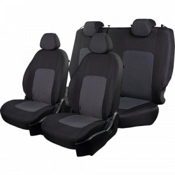 2 499 р. Комплект чехлов для сидений (РЗС 60/40 2Г жаккард) СТАНДАРТ Lord Autofashion  KIA Rio  3 QB (2011-2017) дорестайлинг седан, рестайлинг седан (черный, вставка Сеул серая, строчка черная)  с доставкой в г. Майкоп. Увеличить фотографию 5