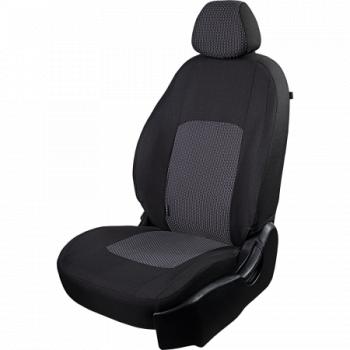 Комплект чехлов для сидений (РЗС 60/40 2Г жаккард) СТАНДАРТ Lord Autofashion KIA Rio  3 QB (2011-2017) дорестайлинг седан, рестайлинг седан (черный, вставка Сеул серая, строчка черная)