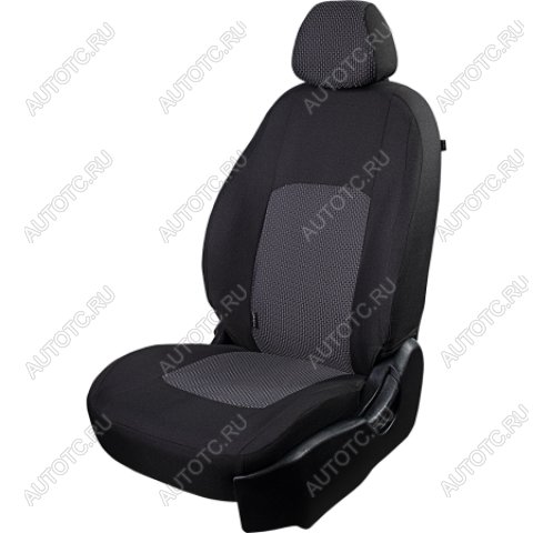 2 499 р. Комплект чехлов для сидений (РЗС 60/40 2Г жаккард) СТАНДАРТ Lord Autofashion  KIA Rio  3 QB (2011-2017) дорестайлинг седан, рестайлинг седан (черный, вставка Сеул серая, строчка черная)  с доставкой в г. Майкоп