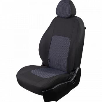 Комплект чехлов для сидений (РЗС 60/40 2Г жаккард) СТАНДАРТ Lord Autofashion KIA Rio  3 QB (2011-2017) дорестайлинг седан, рестайлинг седан (черный, вставка Сеул синяя, строчка черная)