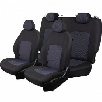 2 499 р. Комплект чехлов для сидений (РЗС 60/40 2Г жаккард) СТАНДАРТ Lord Autofashion  KIA Rio  3 QB (2011-2017) дорестайлинг седан, рестайлинг седан (черный, вставка Сеул синяя, строчка черная)  с доставкой в г. Майкоп. Увеличить фотографию 5