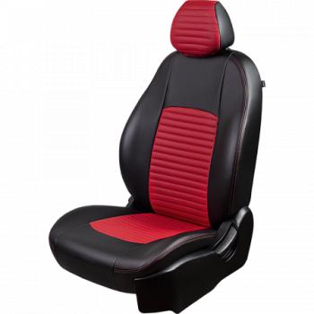 Комплект чехлов для сидений (РЗС 40/60 3Г Илана+Орегон) ТУРИН-3 ст ЛАЙН Lord Autofashion KIA Rio ( 4 FB,  X-line) (2016-2025) дорестайлинг седан, рестайлинг седан (черный, вставка красная, строчка красная)