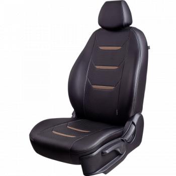 Комплект чехлов для сидений (5 мест РЗСиС 60/40 3Г Орегон) ТУРИН-2 Lord Autofashion Лада Ларгус (2012-2021) дорестайлинг R90 (черный, вставка черная+темно-коричневая, строчка темно-коричневая)