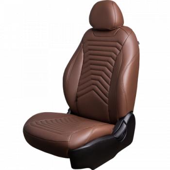 Комплект чехлов для сидений (РЗС 60/40 3Г Орегон) БАЙРОН ст ПРЕЗИДЕНТ Lord Autofashion Mitsubishi ASX (2010-2025) дорестайлинг, 1-ый рестайлинг, 2-ой рестайлинг, 3-ий рестайлинг (темно-коричневый, вставка темно-коричневая+коричневая, строчка коричневая)