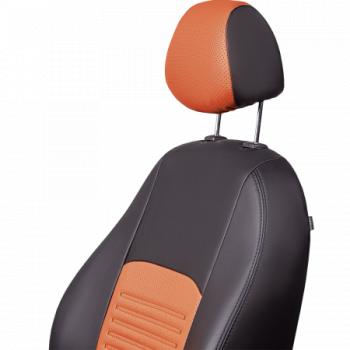 5 799 р. Комплект чехлов для сидений (ЦЗС 3Г Илана+Орегон) ТУРИН СТ Lord Autofashion  Nissan Almera Classic  седан (2006-2013) B10 (черный, вставка коричневая+бежевая, строчка черная)  с доставкой в г. Майкоп. Увеличить фотографию 4