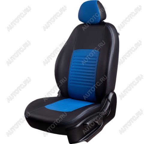 9 449 р. Комплект чехлов для сидений (ЦЗС 3Г Илана+Орегон) ТУРИН СТ Lord Autofashion  Nissan Almera Classic  седан (2006-2013) B10 (черный, вставка синяя, строчка синяя)  с доставкой в г. Майкоп