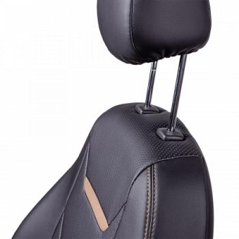 6 999 р. Комплект чехлов для сидений (РЗС 60/40+подлок. 3Г Орегон) ТУРИН-2 Lord Autofashion  Nissan Qashqai  2 (2013-2022) J11 дорестайлинг, J11 рестайлинг (черный, вставка черная+бежевая, строчка бежевая)  с доставкой в г. Майкоп. Увеличить фотографию 3