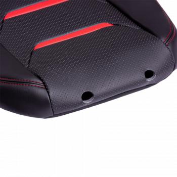 6 999 р. Комплект чехлов для сидений (РЗС 60/40+подлок. 3П Орегон) ТУРИН-2 Lord Autofashion  Nissan Tiida  1 седан (2007-2014) C11 дорестайлинг, C11 рестайлинг (черный, вставка черная+красная, строчка красная)  с доставкой в г. Майкоп. Увеличить фотографию 7