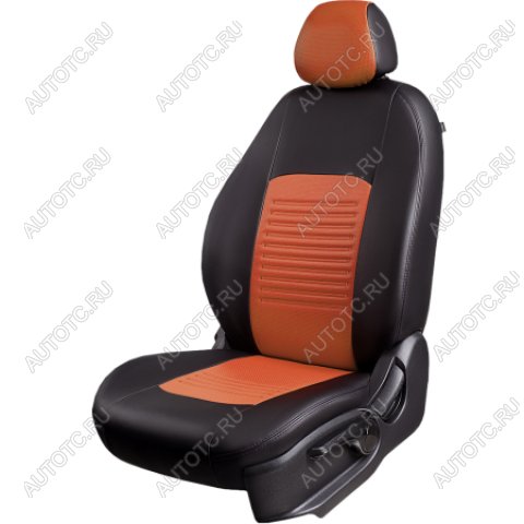 9 449 р. Комплект чехлов для сидений (ЦЗС 2П+1Г Илана+Орегон) ТУРИН СТ Lord Autofashion  Renault Logan  1 (2004-2016) дорестайлинг, рестайлинг (черный, вставка коричневая+бежевая, строчка черная)  с доставкой в г. Майкоп