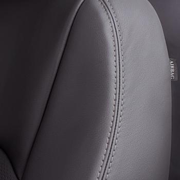9 449 р. Комплект чехлов для сидений (ЦЗС 2П Илана+Орегон ) ТУРИН СТ Lord Autofashion  Renault Logan  2 (2014-2018) дорестайлинг (серый, вставка серая, строчка серая)  с доставкой в г. Майкоп. Увеличить фотографию 2