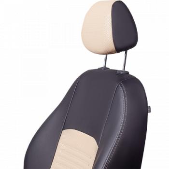 9 449 р. Комплект чехлов для сидений (ЦЗСиС 2П Илана+Орегон ) ТУРИН СТ Lord Autofashion  Renault Logan  2 (2014-2018) дорестайлинг (черный, вставка бежевая, строчка бежевая)  с доставкой в г. Майкоп. Увеличить фотографию 2