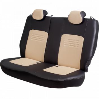 9 449 р. Комплект чехлов для сидений (ЦЗСиС 2П Илана+Орегон ) ТУРИН СТ Lord Autofashion  Renault Logan  2 (2014-2018) дорестайлинг (черный, вставка бежевая, строчка бежевая)  с доставкой в г. Майкоп. Увеличить фотографию 3