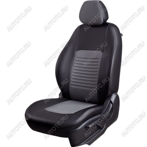 9 449 р. Комплект чехлов для сидений (ЦЗСиС 2П Илана+Орегон ) ТУРИН СТ Lord Autofashion  Renault Logan  2 (2014-2018) дорестайлинг (черный, вставка серая, строчка серая)  с доставкой в г. Майкоп