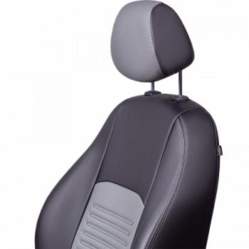 9 449 р. Комплект чехлов для сидений (ЦЗСиС 2П Илана+Орегон ) ТУРИН СТ Lord Autofashion  Renault Logan  2 (2014-2018) дорестайлинг (черный, вставка серая, строчка серая)  с доставкой в г. Майкоп. Увеличить фотографию 5
