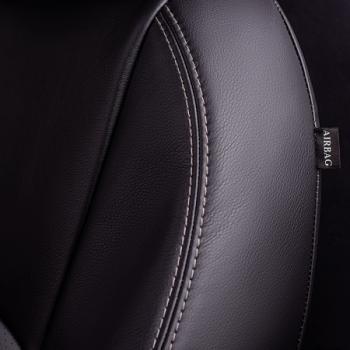 9 449 р. Комплект чехлов для сидений (ЦЗСиС 2П Илана+Орегон ) ТУРИН СТ Lord Autofashion  Renault Logan  2 (2014-2018) дорестайлинг (черный, вставка серая, строчка серая)  с доставкой в г. Майкоп. Увеличить фотографию 8