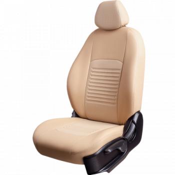 Комплект чехлов для сидений (к.Elegance РЗС 40/60 +подлокот. 3Г Илана+Орегон) ТУРИН СТ Lord Autofashion Skoda Octavia  A7 (2012-2020) дорестайлинг лифтбэк, дорестайлинг универсал, рестайлинг лифтбэк, рестайлинг универсал (бежевый, вставка бежевая, строчка бежевая)