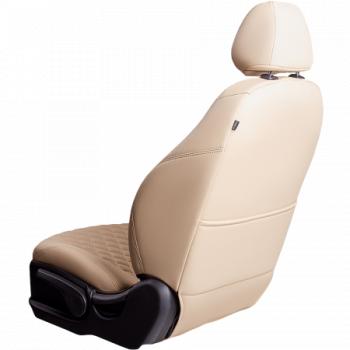10 299 р. Комплект чехлов для сидений (Орегон) БАЙРОН ст БАЙРОН Lord Autofashion  Subaru Forester  SJ (2012-2019) дорестайлинг, рестайлинг (бежевый, вставка бежевая, строчка бежевая)  с доставкой в г. Майкоп. Увеличить фотографию 2
