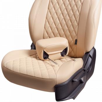 10 299 р. Комплект чехлов для сидений (Орегон) БАЙРОН ст БАЙРОН Lord Autofashion  Subaru Forester  SJ (2012-2019) дорестайлинг, рестайлинг (бежевый, вставка бежевая, строчка бежевая)  с доставкой в г. Майкоп. Увеличить фотографию 8