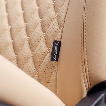 10 299 р. Комплект чехлов для сидений (Орегон) БАЙРОН ст БАЙРОН Lord Autofashion  Subaru Forester  SJ (2012-2019) дорестайлинг, рестайлинг (бежевый, вставка бежевая, строчка бежевая)  с доставкой в г. Майкоп. Увеличить фотографию 9