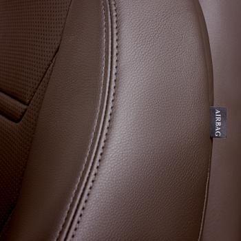 16 499 р. Комплект чехлов для сидений (ЦЗС 2П+1Г Орегон) ТУРИН-2 Lord Autofashion  Volkswagen Polo  5 (2009-2020) седан дорестайлинг, седан рестайлинг (темно-коричневый, вставка темно-коричневая, строчка темно-коричневая)  с доставкой в г. Майкоп. Увеличить фотографию 6