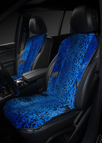10 199 р. Накидка на сиденье (1 место Р. 5419 натур. мех) Меховая Lord Autofashion   (рысь-леопард на синем, строчка черная)  с доставкой в г. Майкоп. Увеличить фотографию 2