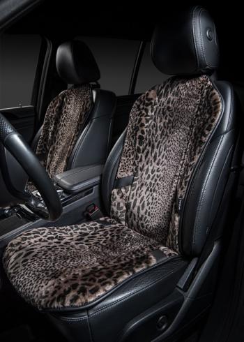 10 199 р. Накидка на сиденье (1 место Р. 7415 натур. мех) Меховая Lord Autofashion   (рысь-леопард на коричневом, строчка чёрная)  с доставкой в г. Майкоп. Увеличить фотографию 4