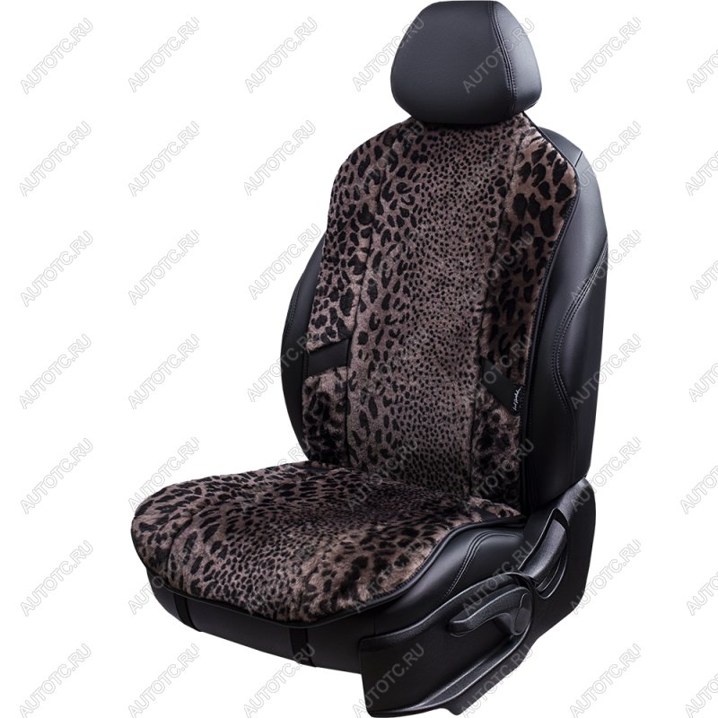 10 199 р. Накидка на сиденье (1 место Р. 7415 натур. мех) Меховая Lord Autofashion   (рысь-леопард на коричневом, строчка чёрная)  с доставкой в г. Майкоп