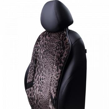 10 199 р. Накидка на сиденье (1 место Р. 7415 натур. мех) Меховая Lord Autofashion   (рысь-леопард на коричневом, строчка чёрная)  с доставкой в г. Майкоп. Увеличить фотографию 8