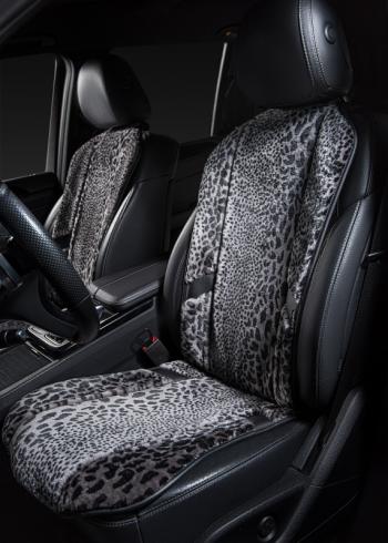 16 777 215 р. Накидка на сиденье (1 место Р. 6217 натур. мех) Меховая Lord Autofashion   (рысь-леопард на сером, строчка чёрная)  с доставкой в г. Майкоп. Увеличить фотографию 7