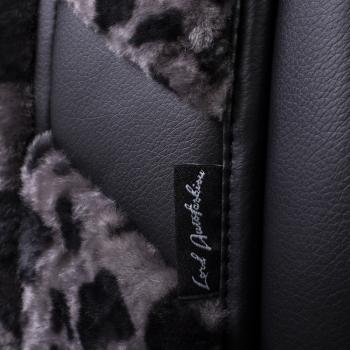 16 777 215 р. Накидка на сиденье (1 место Р. 6217 натур. мех) Меховая Lord Autofashion   (рысь-леопард на сером, строчка чёрная)  с доставкой в г. Майкоп. Увеличить фотографию 10