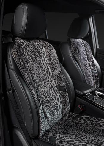 16 777 215 р. Накидка на сиденье (1 место Р. 6217 натур. мех) Меховая Lord Autofashion   (рысь-леопард на сером, строчка чёрная)  с доставкой в г. Майкоп. Увеличить фотографию 15
