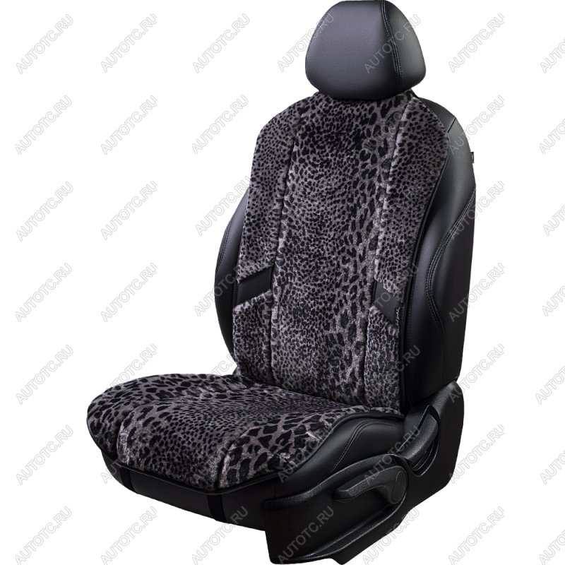 16 777 215 р. Накидка на сиденье (1 место Р. 6217 натур. мех) Меховая Lord Autofashion   (рысь-леопард на сером, строчка чёрная)  с доставкой в г. Майкоп