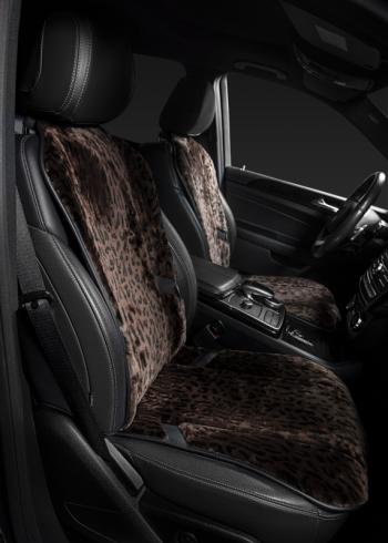 10 199 р. Накидка на сиденье (1 место Р. 7519 натур. мех) Меховая Lord Autofashion   (орех-леопард, строчка черная)  с доставкой в г. Майкоп. Увеличить фотографию 2