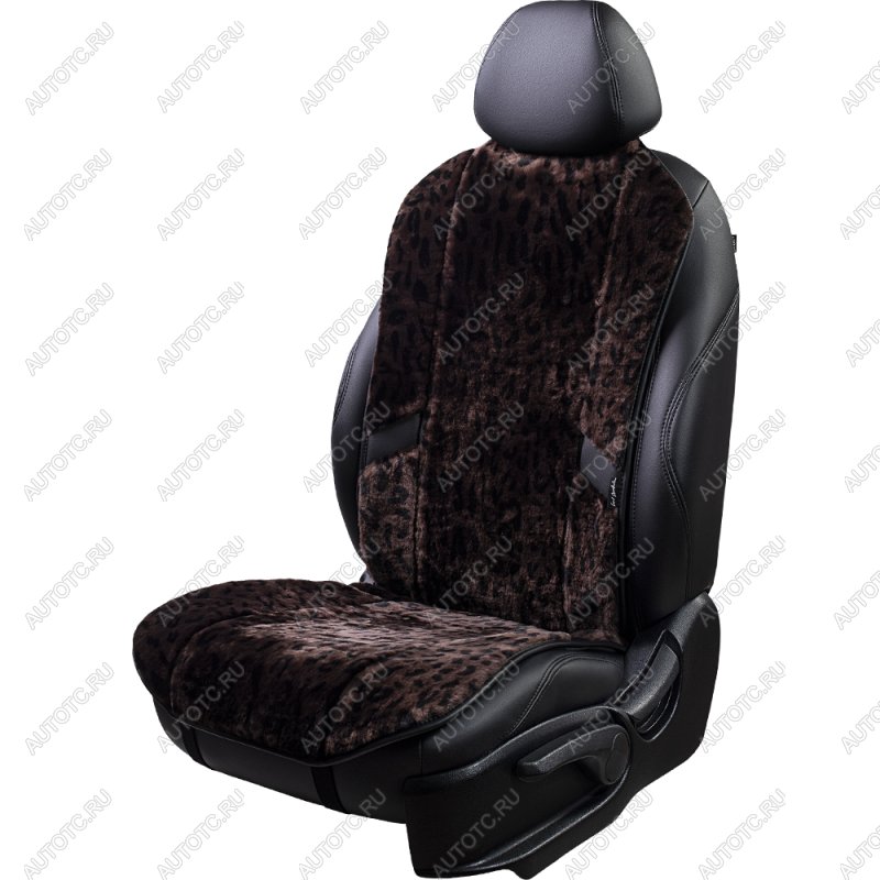 10 199 р. Накидка на сиденье (1 место Р. 7519 натур. мех) Меховая Lord Autofashion   (орех-леопард, строчка черная)  с доставкой в г. Майкоп