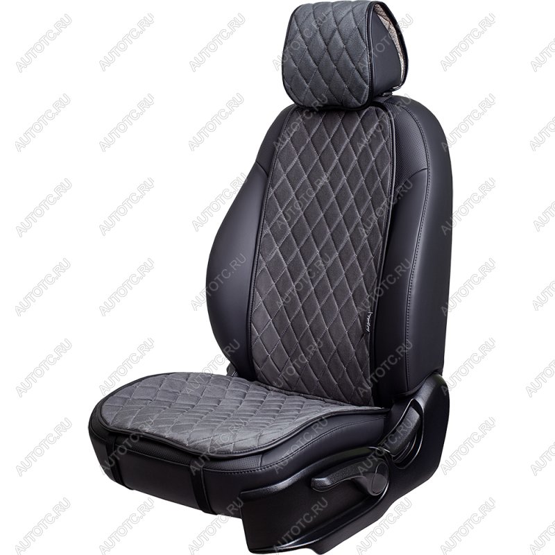 1 169 р. Накидка на сиденье (1 место Атланта) МОНРО ст РОМБ Lord Autofashion   (серый, строчка серая)  с доставкой в г. Майкоп