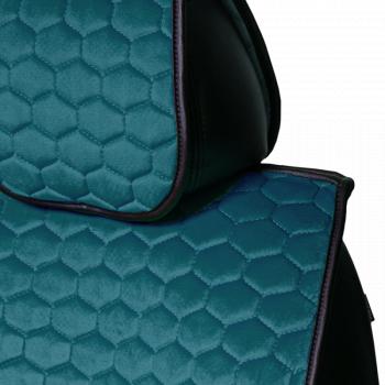 3 399 р. Накидка на сиденье (2 места Афины) ТЕЙЛОР ст СОТА Lord Autofashion   (бирюзовый, строчка бежевая)  с доставкой в г. Майкоп. Увеличить фотографию 2