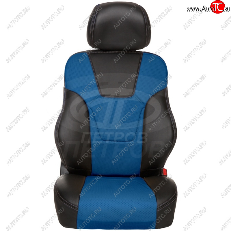 5 849 р. Комплект универсальных чехлов (экокожа) R.SPORT PLUS   (чёрный/синий)  с доставкой в г. Майкоп