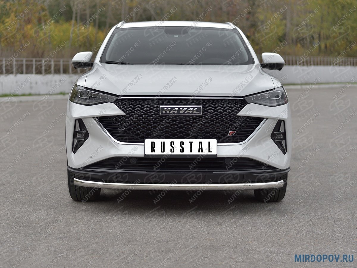 13 399 р. Защита переднего бампера d63 секции SLITKOFF  Haval F7x (2022-2024) рестайлинг (нержавейка полированная)  с доставкой в г. Майкоп