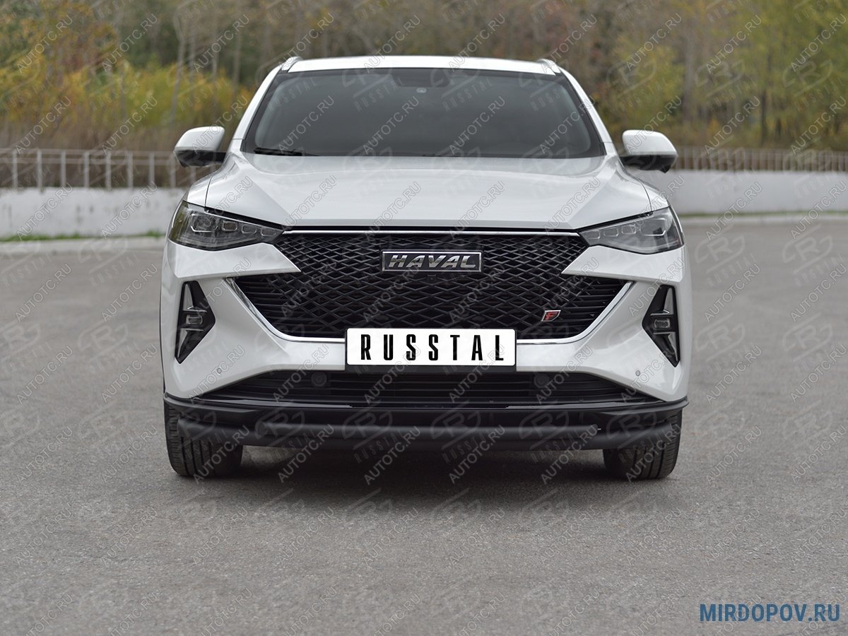 12 349 р. Защита переднего бампера d63*42 дуга SLITKOFF  Haval F7x (2022-2024) рестайлинг (нержавейка окрашенная в черный цвет)  с доставкой в г. Майкоп