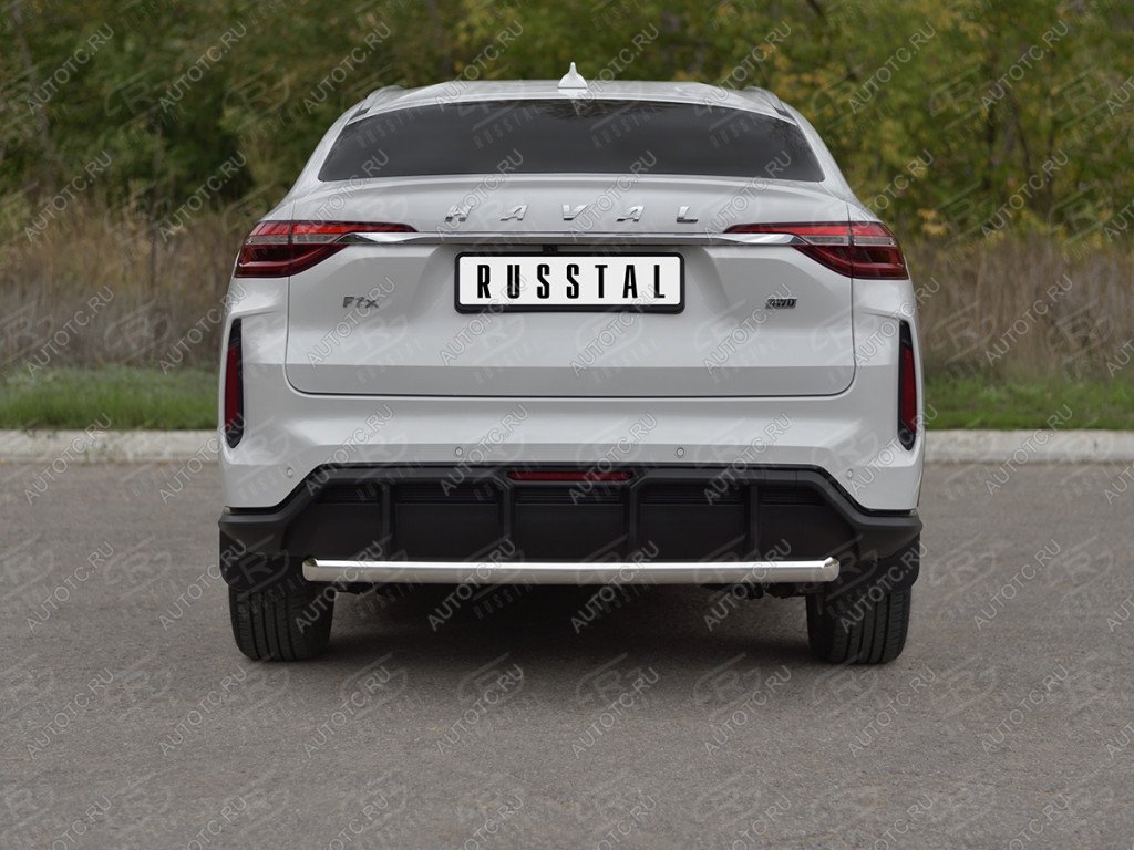 12 299 р. Защита заднего бампера d63 SLITKOFF  Haval F7x (2022-2024) рестайлинг (нержавейка полированная)  с доставкой в г. Майкоп