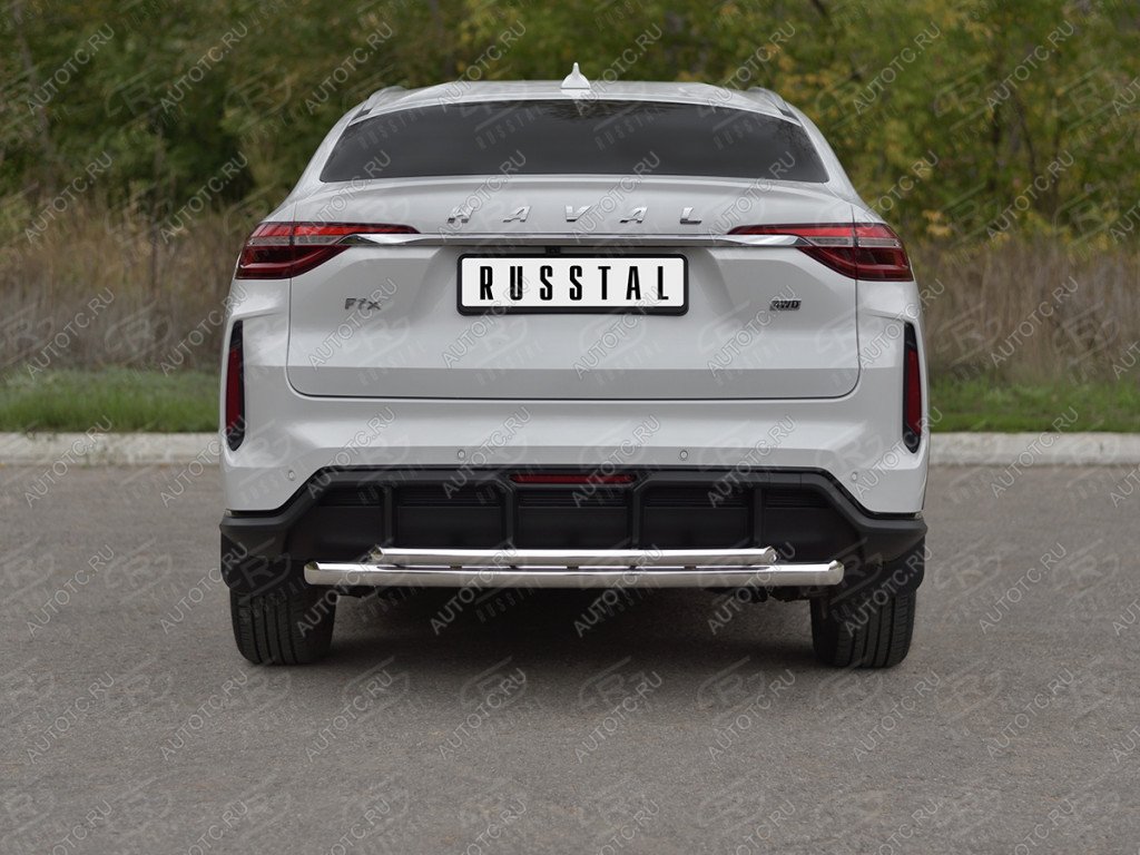 13 999 р. Защита заднего бампера d63*42 SLITKOFF  Haval F7x (2022-2024) рестайлинг (нержавейка полированная)  с доставкой в г. Майкоп