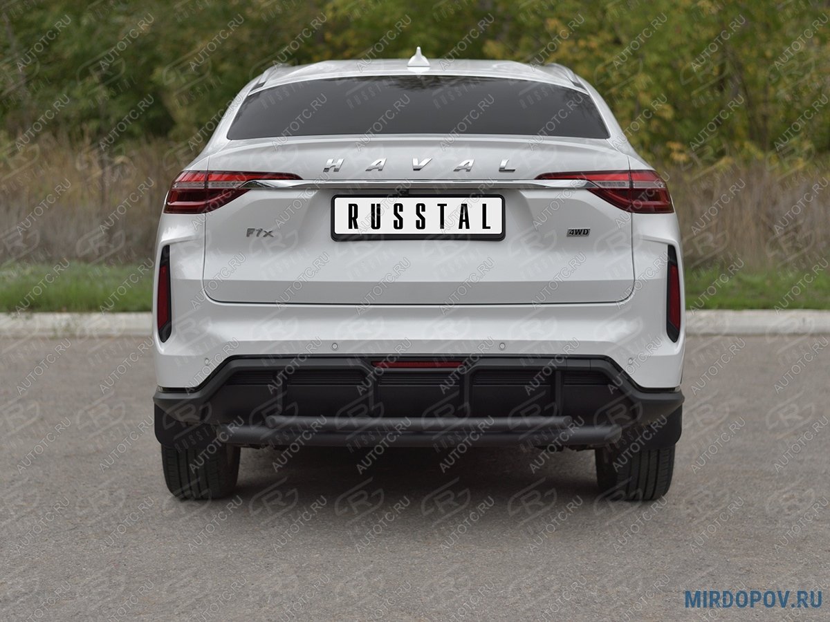 12 349 р. Защита заднего бампера d63*42 SLITKOFF  Haval F7x (2022-2024) рестайлинг (нержавейка окрашенная в черный цвет)  с доставкой в г. Майкоп