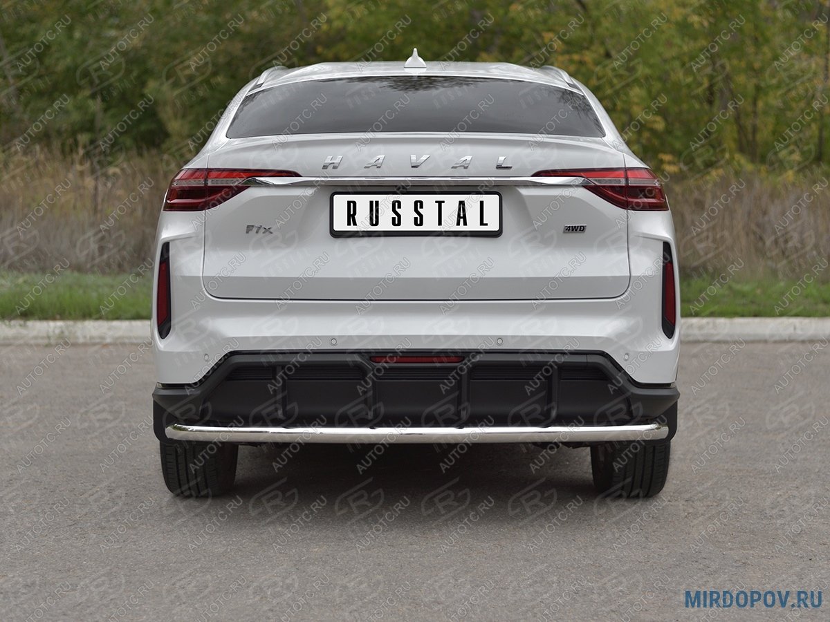 12 849 р. Защита заднего бампера d63 секции SLITKOFF  Haval F7x (2022-2024) рестайлинг (нержавейка полированная)  с доставкой в г. Майкоп