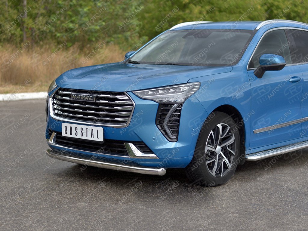 11 199 р. Защита переднего бампера d63 секции (кроме COMFORT) SLITKOFF  Haval Jolion (2020-2024) дорестайлинг (нержавейка полированная)  с доставкой в г. Майкоп