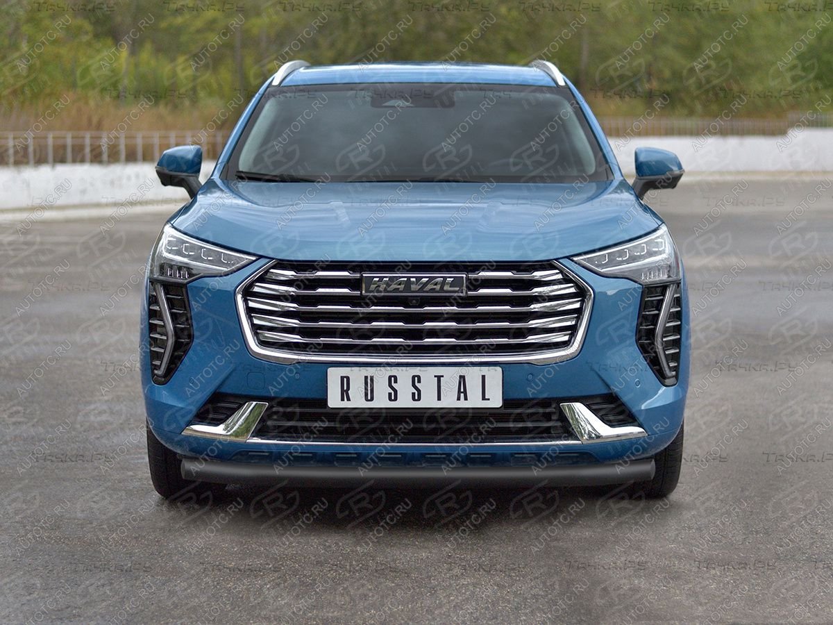 8 799 р. Защита переднего бампера d63 секции (кроме COMFORT) SLITKOFF Haval Jolion дорестайлинг (2020-2024) (нержавейка окрашенная в черный цвет)  с доставкой в г. Майкоп