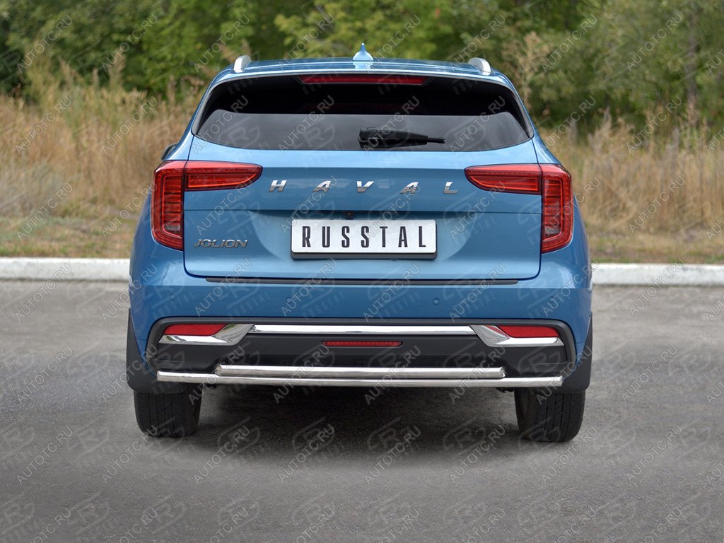 12 849 р. Защита заднего бампера d42*42 дуга SLITKOFF Haval Jolion дорестайлинг (2020-2024) (нержавейка полированная)  с доставкой в г. Майкоп