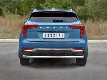 Защита заднего бампера d63 секции SLITKOFF Haval Jolion (2020-2024) дорестайлинг (нержавейка полированная)